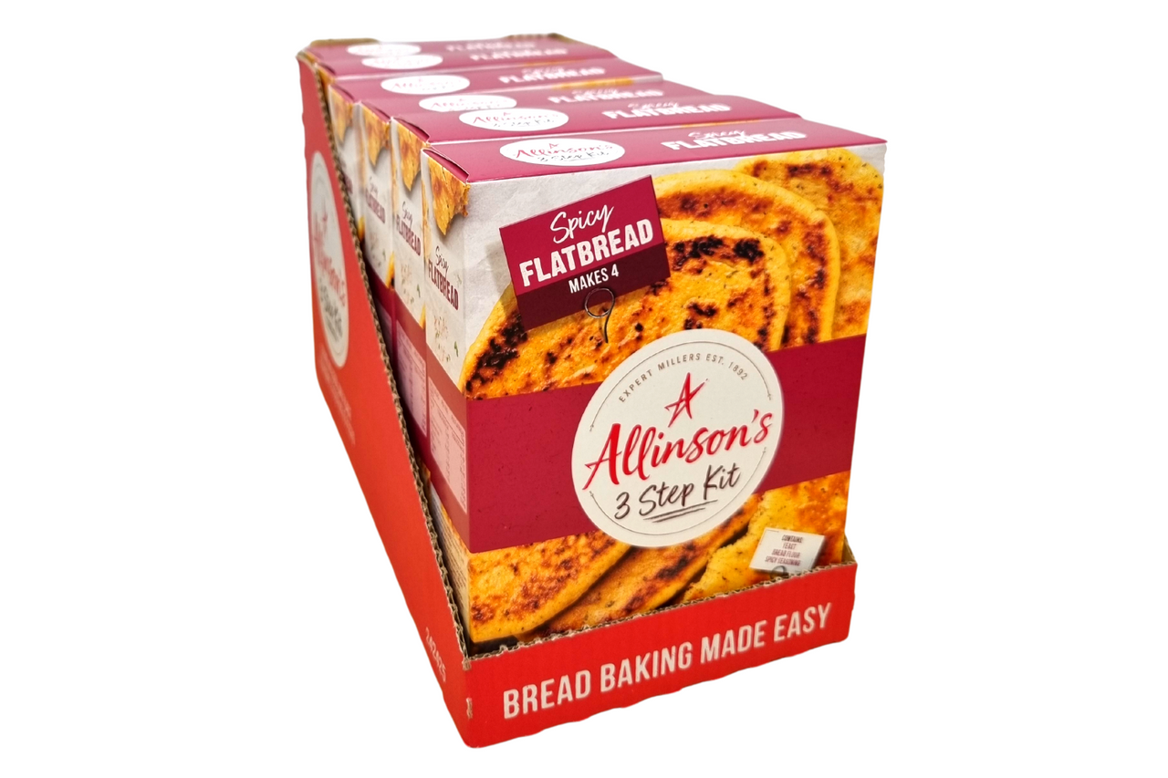 Box of Allison's 3 Step Kit Spicy Flatbread Suitable for Vegans